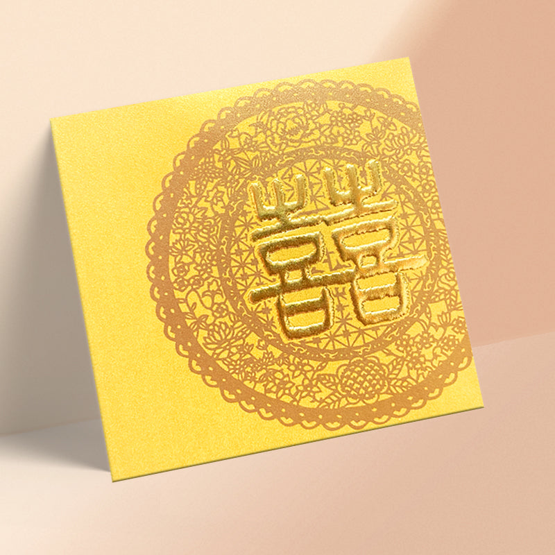 金色蕾絲花紋結婚利是封正面（KA18）