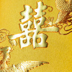 金色結婚利是封，囍字與龍鳳圖案近鏡（KA53）